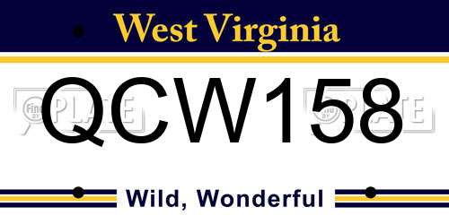QCW158 West Virginia License Plate