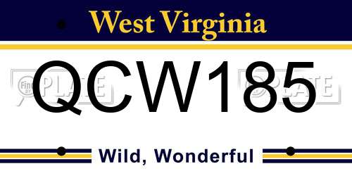 QCW185 West Virginia License Plate