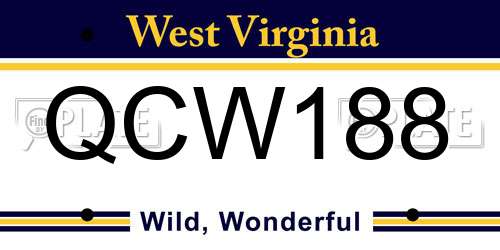 QCW188 West Virginia License Plate
