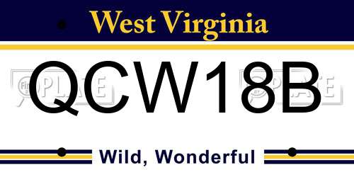 QCW18B West Virginia License Plate
