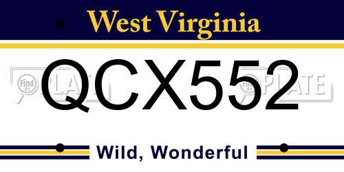 QCX552 West Virginia License Plate