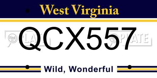 QCX557 West Virginia License Plate