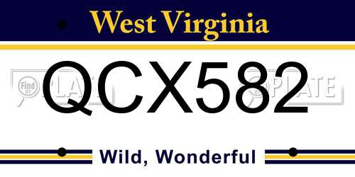QCX582 West Virginia License Plate