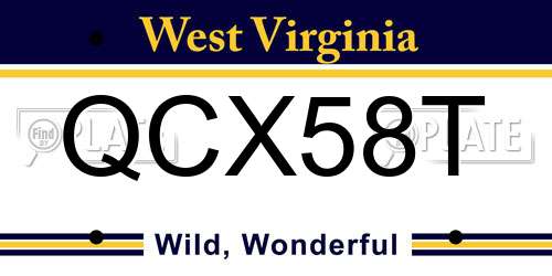 QCX58T West Virginia License Plate