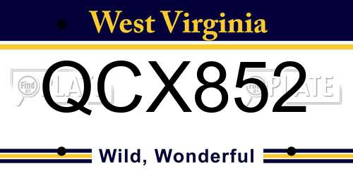 QCX852 West Virginia License Plate
