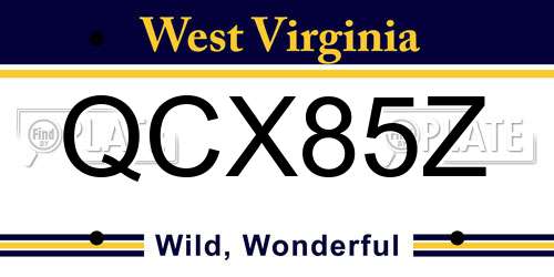 QCX85Z West Virginia License Plate