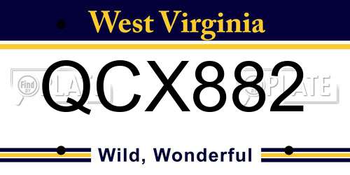 QCX882 West Virginia License Plate