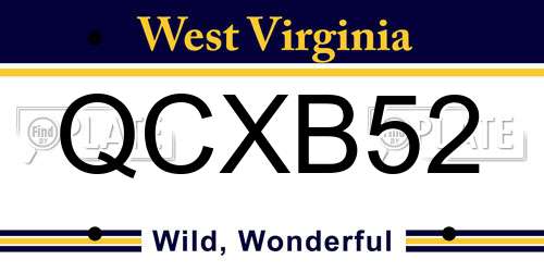 QCXB52 West Virginia License Plate