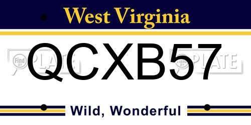 QCXB57 West Virginia License Plate