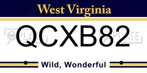 QCXB82 West Virginia License Plate