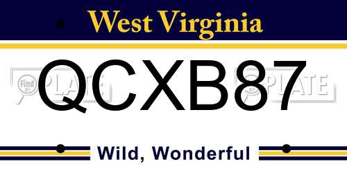 QCXB87 West Virginia License Plate