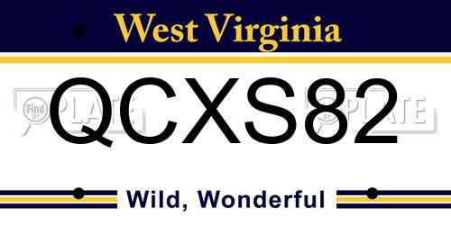 QCXS82 West Virginia License Plate