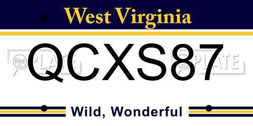 QCXS87 West Virginia License Plate