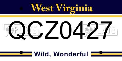 QCZ0427 West Virginia License Plate