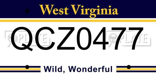 QCZ0477 West Virginia License Plate
