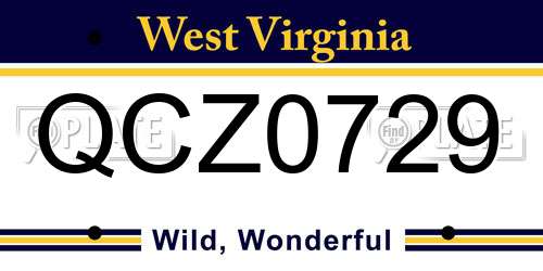 QCZ0729 West Virginia License Plate