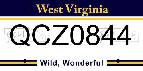 QCZ0844 West Virginia License Plate
