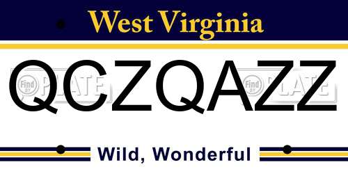 QCZQAZZ West Virginia License Plate
