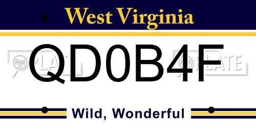 QD0B4F West Virginia License Plate