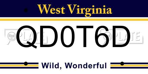 QD0T6D West Virginia License Plate