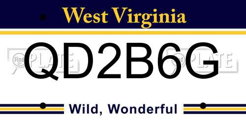 QD2B6G West Virginia License Plate