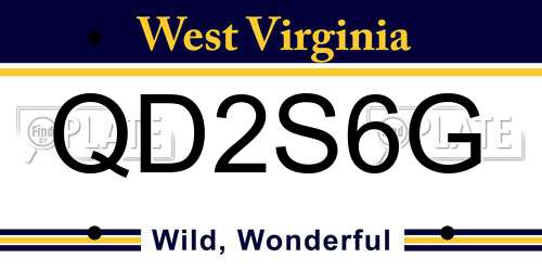 QD2S6G West Virginia License Plate