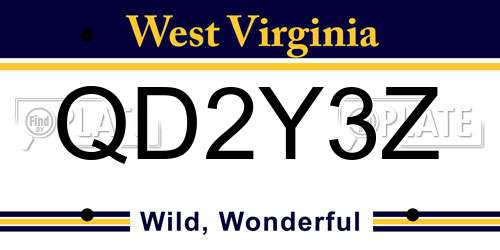 QD2Y3Z West Virginia License Plate