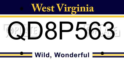 QD8P563 West Virginia License Plate