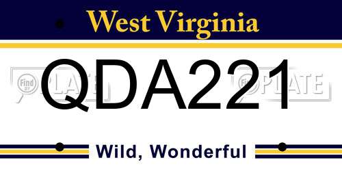 QDA221 West Virginia License Plate