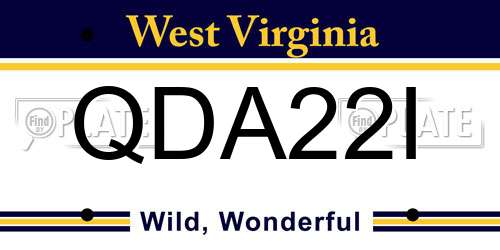 QDA22I West Virginia License Plate