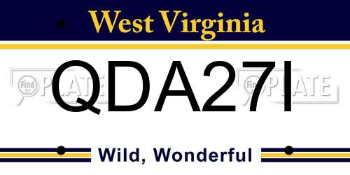 QDA27I West Virginia License Plate