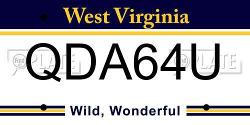QDA64U West Virginia License Plate