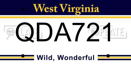 QDA721 West Virginia License Plate