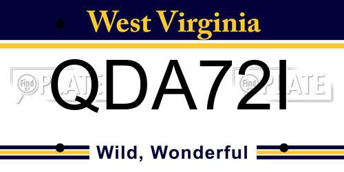 QDA72I West Virginia License Plate