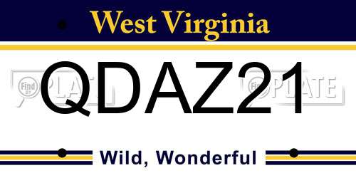 QDAZ21 West Virginia License Plate