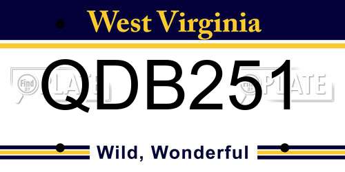 QDB251 West Virginia License Plate