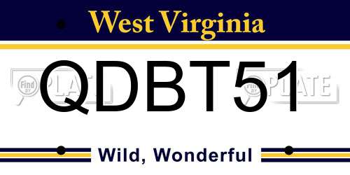 QDBT51 West Virginia License Plate