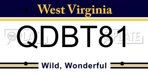 QDBT81 West Virginia License Plate
