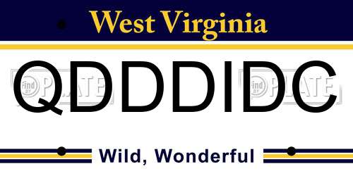 QDDDIDC West Virginia License Plate