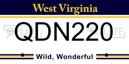 QDN220 West Virginia License Plate