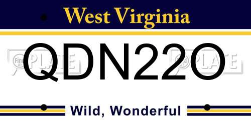 QDN22O West Virginia License Plate