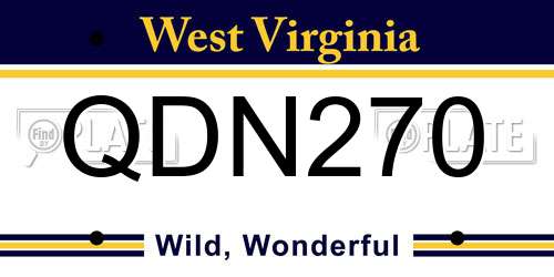 QDN270 West Virginia License Plate