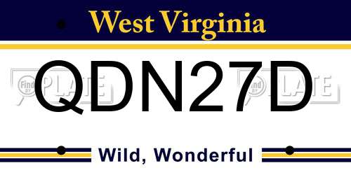 QDN27D West Virginia License Plate