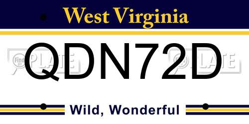 QDN72D West Virginia License Plate