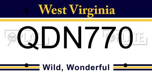 QDN770 West Virginia License Plate
