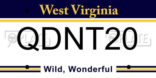 QDNT20 West Virginia License Plate
