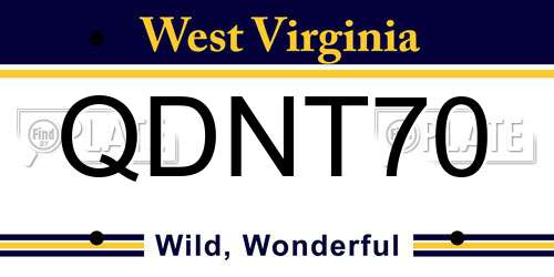 QDNT70 West Virginia License Plate