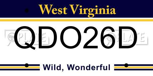 QDO26D West Virginia License Plate