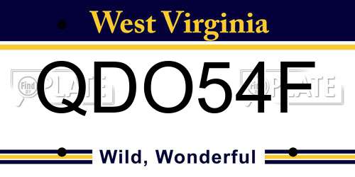 QDO54F West Virginia License Plate