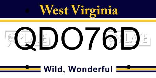 QDO76D West Virginia License Plate